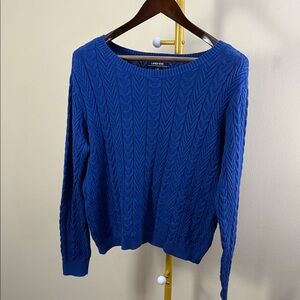 Women's Vibrant Blue Cable Sweater Medium weight office or casual